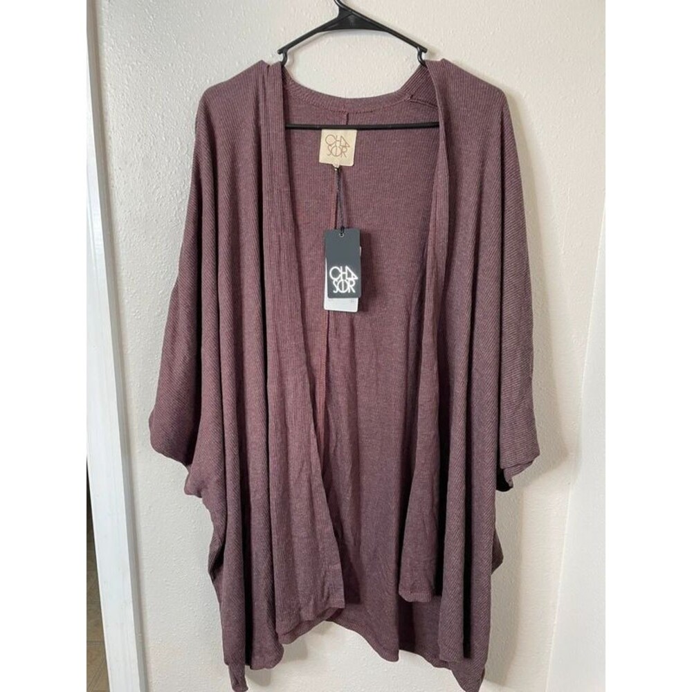 Chaser NWT Mulberry Ribbed Oversized Open Front Cardigan Kimono XS/S